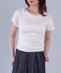 ラウンドネックサイドシャーリング半袖Tシャツ