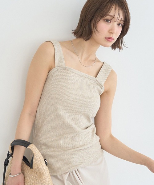 earth music&ecology(アースミュージックアンドエコロジー)の「チェーンリブラメカットタンクトップ(タンクトップ・レディース・ベージュ/グレー/オフホワイト/ブラック・S/M)」の4枚目の写真