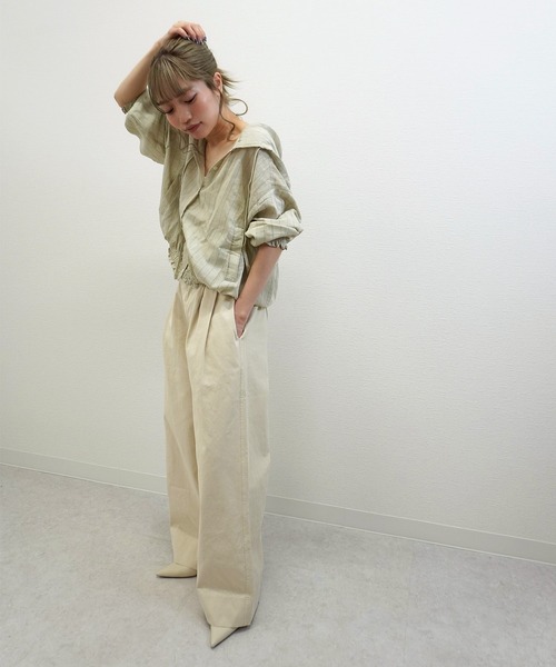 gossara(ゴサラ)の「【売れ筋アイテム】フード付ストライプシアーシャツ(シャツ/ブラウス・レディース・ベージュ/アイボリー・FREE)」の21枚目の写真