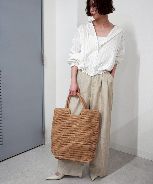 gossara(ゴサラ)の「【売れ筋アイテム】フード付ストライプシアーシャツ(シャツ/ブラウス・レディース・ベージュ/アイボリー・FREE)」の4枚目の写真
