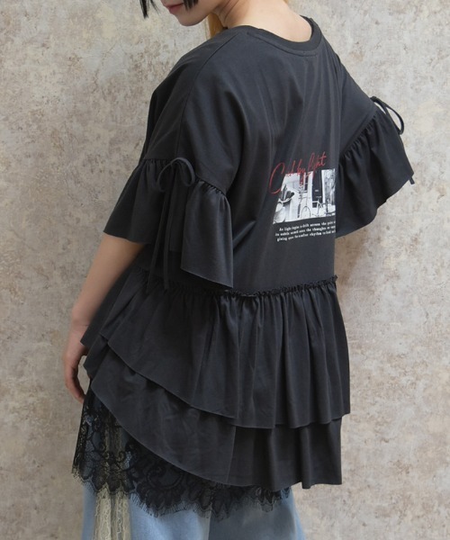 axes femme(アクシーズファム)の「アソートPTフリルTシャツ(Tシャツ/カットソー・レディース・イエロー/チャコール/ホワイト・FREE)」の4枚目の写真