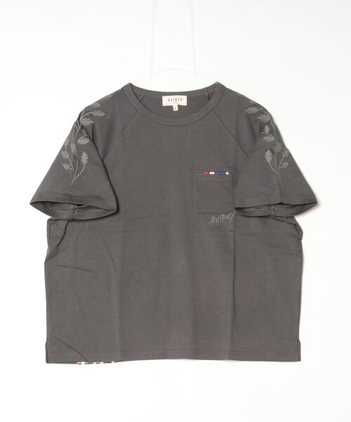 AVIREX(アヴィレックス)の「《直営店限定》HAND STITCHED STYLE T-SHIRT(Tシャツ/カットソー・レディース・オフホワイト/チャコールグレー・F)」の13枚目の写真