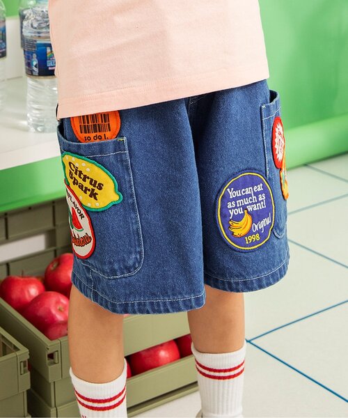 BREEZE(ブリーズ)の「BREEZEMART ワッペンハーフパンツ(その他パンツ・キッズ・インディゴブルー/キナリ/ブラック・80/90/100/110/120/130/140)」の3枚目の写真