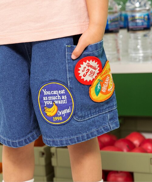 BREEZE(ブリーズ)の「BREEZEMART ワッペンハーフパンツ(その他パンツ・キッズ・インディゴブルー/キナリ/ブラック・80/90/100/110/120/130/140)」の8枚目の写真
