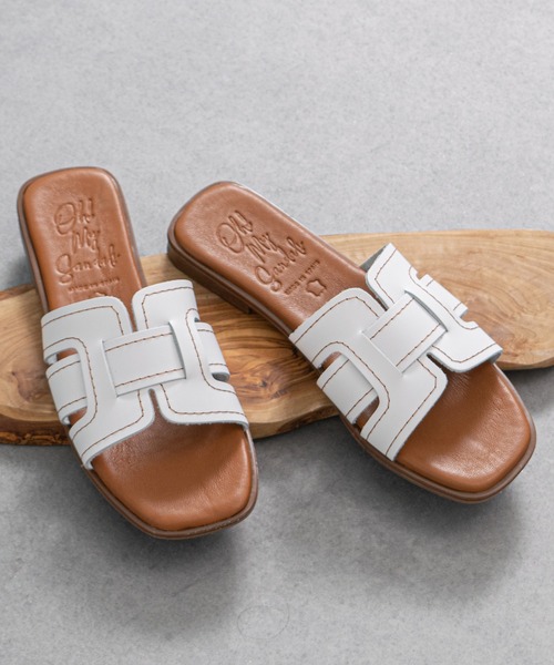 Oh my Sandals】ステッチフラットミュールサンダル(E62204)（サンダル