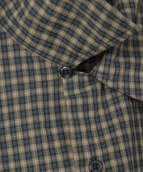 MANNERGRAM（マナーグラム）の「[UEYAMA 日本輸入生地] マイクロチェックキャンプカラーシャツ（シャツ/ブラウス・メンズ・その他・95/100/105）」の12枚目の写真