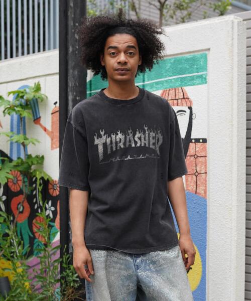 THRASHER(スラッシャー)の「Thrasher/スラッシャー/【LHP別注】RHINESTONE TEE/ラインストーンTシャツ(Tシャツ/カットソー・メンズ・レッド/ブラック・S/L/M)」の3枚目の写真