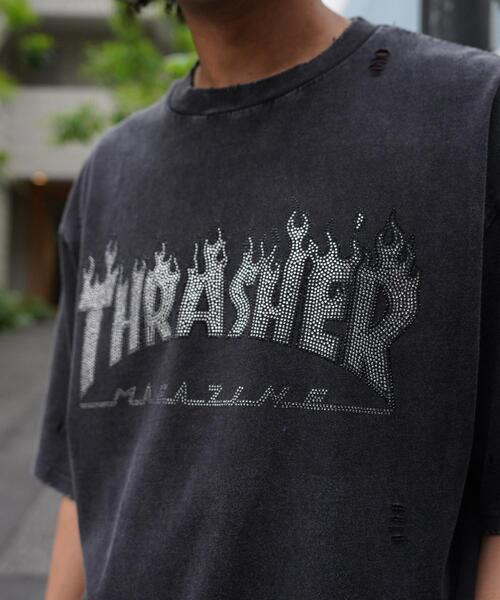 THRASHER(スラッシャー)の「Thrasher/スラッシャー/【LHP別注】RHINESTONE TEE/ラインストーンTシャツ(Tシャツ/カットソー・メンズ・レッド/ブラック・S/L/M)」の6枚目の写真