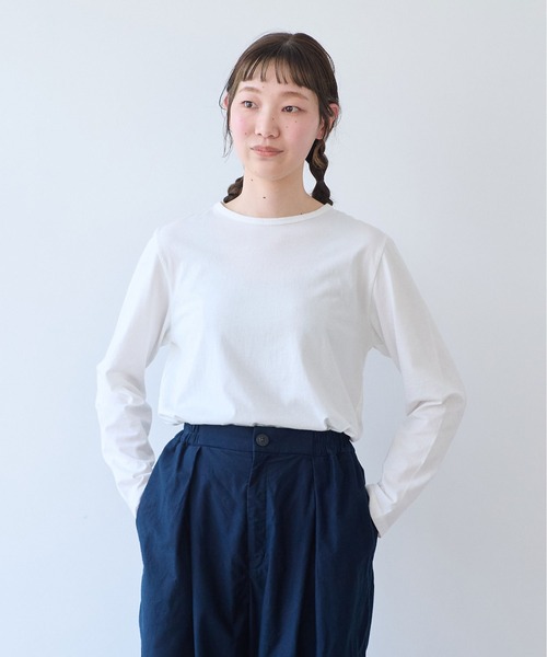 bulle de savon(ビュルデサボン)の「30/-天竺 製品染め basic Tシャツ(Tシャツ/カットソー・レディース・イエロー/ホワイト/グリーン/ネイビー/ピンク・FREE)」の2枚目の写真