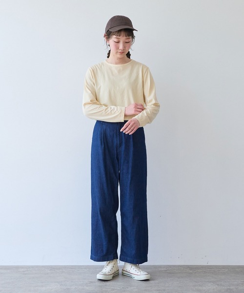 bulle de savon(ビュルデサボン)の「30/-天竺 製品染め basic Tシャツ(Tシャツ/カットソー・レディース・イエロー/ホワイト/グリーン/ネイビー/ピンク・FREE)」の15枚目の写真