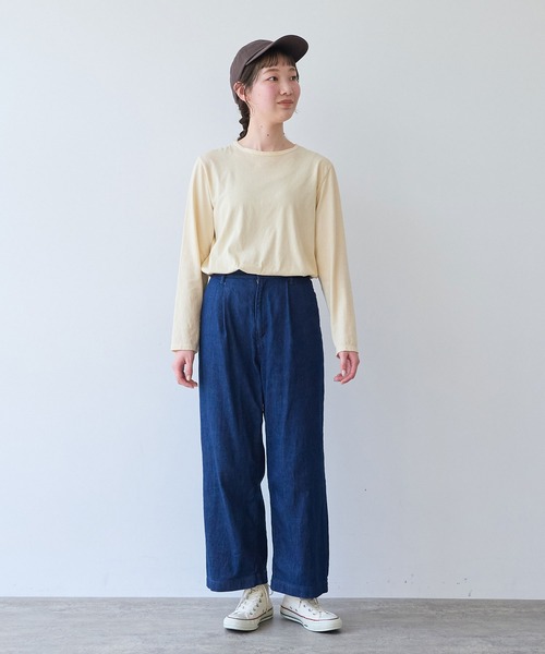 bulle de savon(ビュルデサボン)の「30/-天竺 製品染め basic Tシャツ(Tシャツ/カットソー・レディース・イエロー/ホワイト/グリーン/ネイビー/ピンク・FREE)」の16枚目の写真
