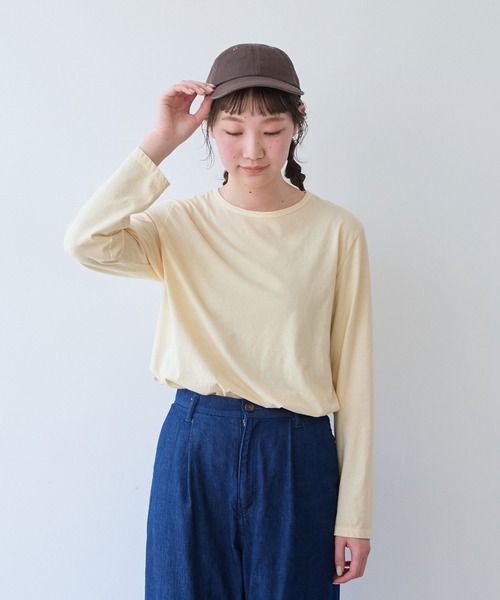 bulle de savon(ビュルデサボン)の「30/-天竺 製品染め basic Tシャツ(Tシャツ/カットソー・レディース・イエロー/ホワイト/グリーン/ネイビー/ピンク・FREE)」の10枚目の写真