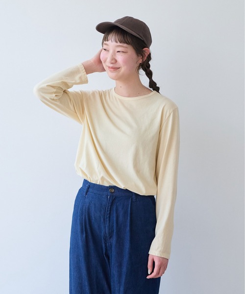 bulle de savon(ビュルデサボン)の「30/-天竺 製品染め basic Tシャツ(Tシャツ/カットソー・レディース・イエロー/ホワイト/グリーン/ネイビー/ピンク・FREE)」の11枚目の写真