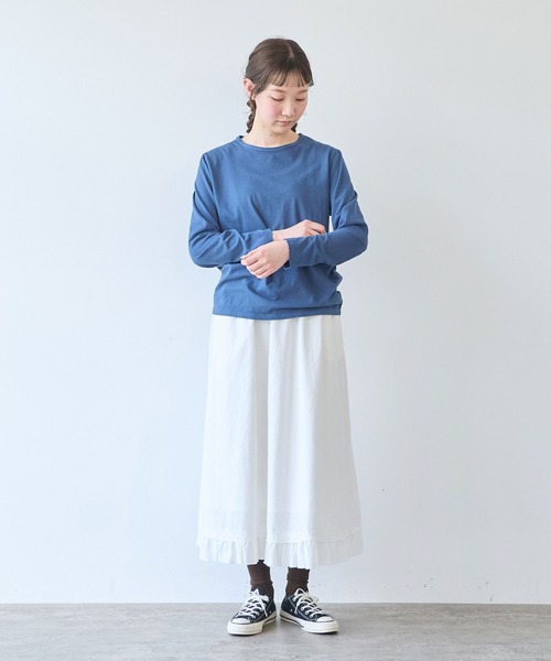bulle de savon(ビュルデサボン)の「30/-天竺 製品染め basic Tシャツ(Tシャツ/カットソー・レディース・イエロー/ホワイト/グリーン/ネイビー/ピンク・FREE)」の6枚目の写真