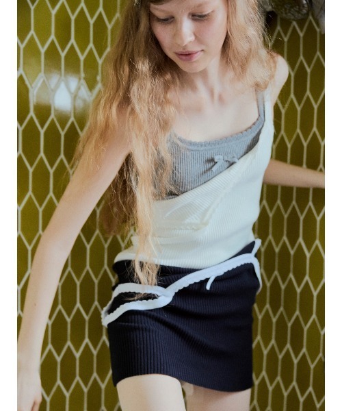 SORIN(ソリン )の「Scalloped Rib Camisole/スカラップ リブキャミソール(キャミソール・レディース・グレー/ホワイト/ダークネイビー/ライトピンク・38)」の2枚目の写真