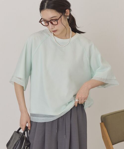 AMERICAN HOLIC(アメリカンホリック)の「【接触冷感】シアーレイヤードプルオーバー(Tシャツ/カットソー・レディース・チャコールグレー/アイボリー/モカ/ミント・M/L)」の4枚目の写真