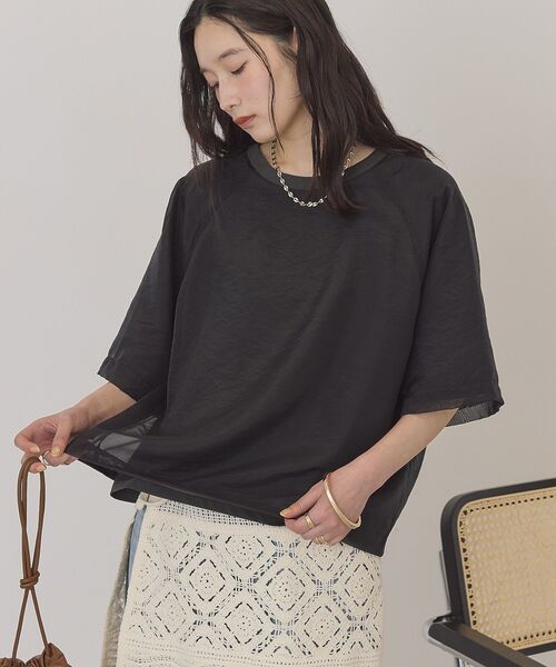 AMERICAN HOLIC(アメリカンホリック)の「【接触冷感】シアーレイヤードプルオーバー(Tシャツ/カットソー・レディース・チャコールグレー/アイボリー/モカ/ミント・M/L)」の10枚目の写真