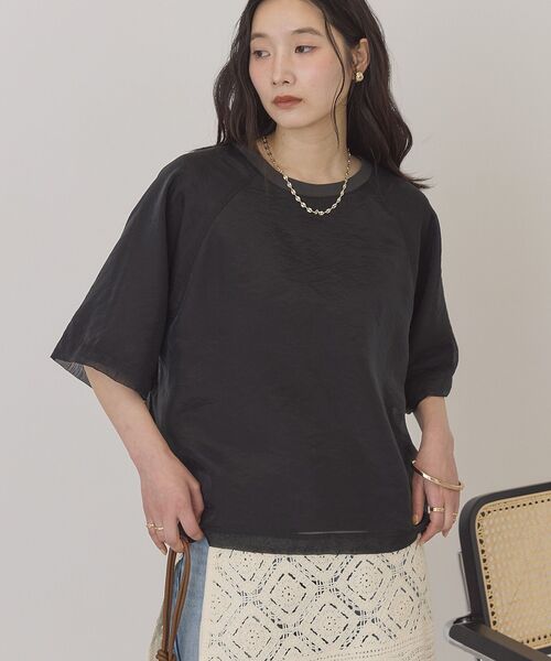 AMERICAN HOLIC(アメリカンホリック)の「【接触冷感】シアーレイヤードプルオーバー(Tシャツ/カットソー・レディース・チャコールグレー/アイボリー/モカ/ミント・M/L)」の11枚目の写真