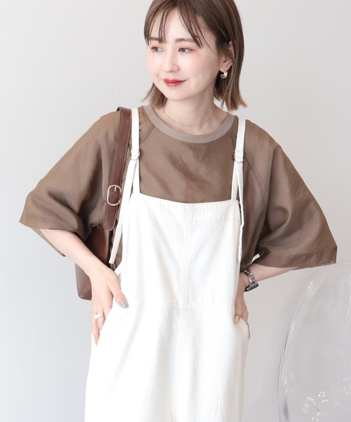 AMERICAN HOLIC(アメリカンホリック)の「【接触冷感】シアーレイヤードプルオーバー(Tシャツ/カットソー・レディース・チャコールグレー/アイボリー/モカ/ミント・M/L)」の3枚目の写真