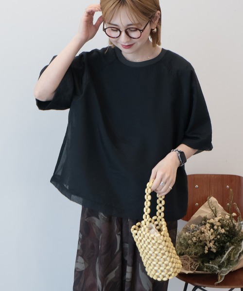 AMERICAN HOLIC(アメリカンホリック)の「【接触冷感】シアーレイヤードプルオーバー(Tシャツ/カットソー・レディース・チャコールグレー/アイボリー/モカ/ミント・M/L)」の7枚目の写真