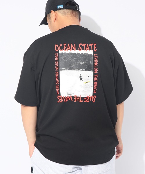 B&T CLUB(ビーティークラブ)の「ヒヤテック Tシャツ 半袖 PHOTO SURF メンズ 大きいサイズ ヒヤテック バックプリント クルーネック B&T CLUB (ビーアンドティークラブ)(Tシャツ/カットソー・メンズ・ブラック/ホワイト・X3(6L~7L)/X1(3L~4L)/X2(4L~5L)/X4(8L~9L))」の2枚目の写真