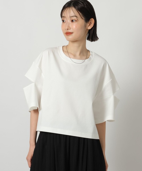 LAKOLE(ラコレ)の「異素材カットアウトT / 668344(Tシャツ/カットソー・レディース・オフホワイト/セージグリーン/ブラック・FREE)」の7枚目の写真