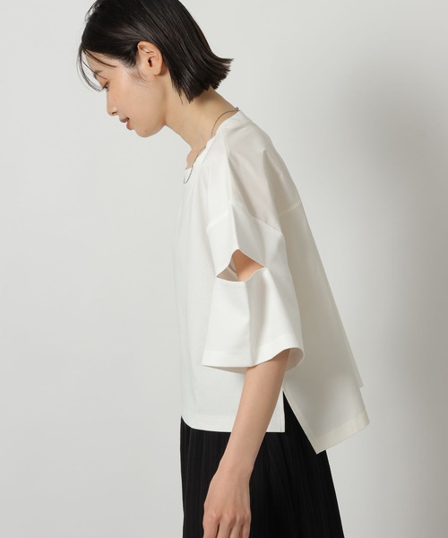 LAKOLE(ラコレ)の「異素材カットアウトT / 668344(Tシャツ/カットソー・レディース・オフホワイト/セージグリーン/ブラック・FREE)」の8枚目の写真