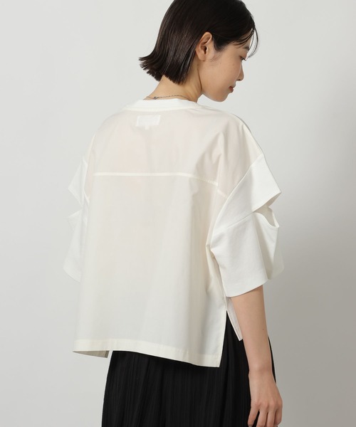 LAKOLE(ラコレ)の「異素材カットアウトT / 668344(Tシャツ/カットソー・レディース・オフホワイト/セージグリーン/ブラック・FREE)」の9枚目の写真