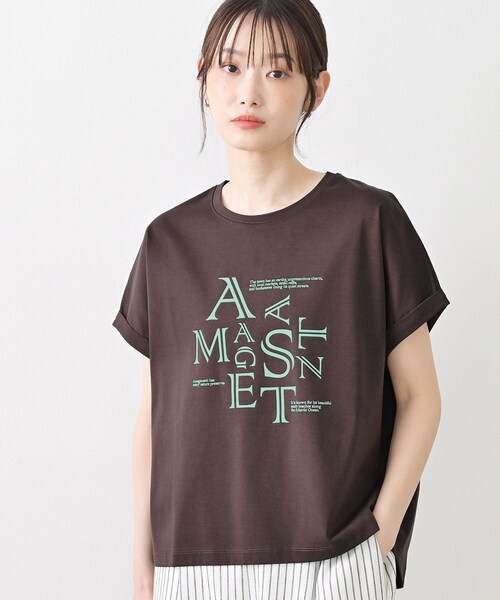 Dessin（デッサン）の「【洗える】美光沢カットソーロゴTシャツ（Tシャツ/カットソー・レディース・ベージュ系その他7/ブラウン系その他5/ホワイト系その他5・03/02/01）」の8枚目の写真