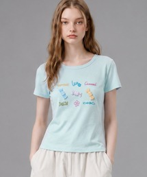 HOOK for girls リボンモチーフ刺繍 × コンパクトフィット T (SS)