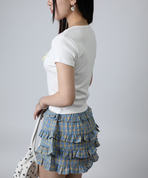HOOK(フック)の「HOOK for girls リボンモチーフ刺繍 × コンパクトフィット T (SS)(Tシャツ/カットソー・レディース・ブラック/グレー/ホワイト/ブルー・FREE)」の20枚目の写真