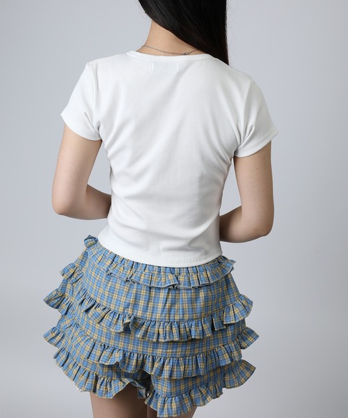 HOOK(フック)の「HOOK for girls リボンモチーフ刺繍 × コンパクトフィット T (SS)(Tシャツ/カットソー・レディース・ブラック/グレー/ホワイト/ブルー・FREE)」の21枚目の写真