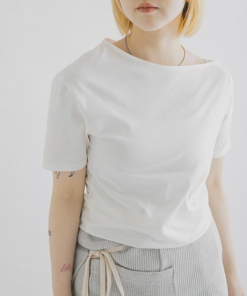 THE GOODLAND MARKET(ザグッドランドマーケット)の「cwtch ASYMMETRY ORGANIC T-SHIRTS(Tシャツ/カットソー・レディース・ホワイト/ピンク/ダークブラウン・FREE)」の4枚目の写真