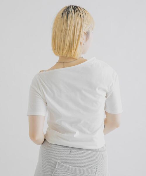 THE GOODLAND MARKET(ザグッドランドマーケット)の「cwtch ASYMMETRY ORGANIC T-SHIRTS(Tシャツ/カットソー・レディース・ホワイト/ピンク/ダークブラウン・FREE)」の6枚目の写真