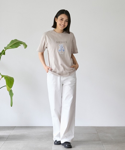 petit main LIEN（プティマインリアン）の「【親子リンク】【接触冷感】15th MERCI半袖Tシャツ（Tシャツ/カットソー・レディース・オフホワイト/ライトベージュ・F）」の5枚目の写真