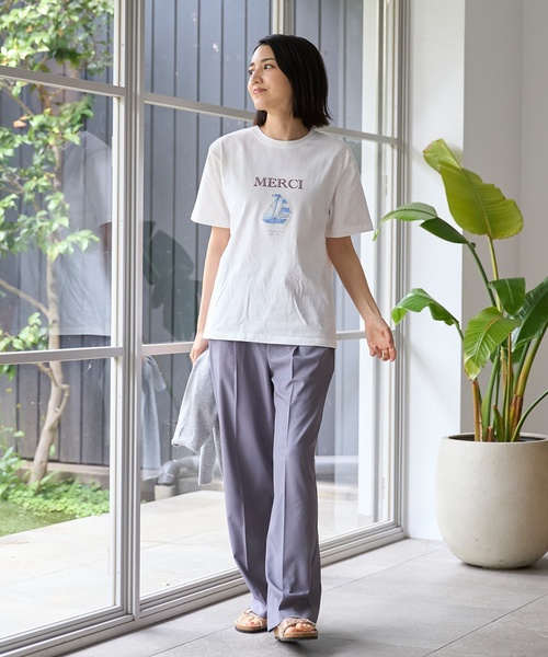 petit main LIEN（プティマインリアン）の「【親子リンク】【接触冷感】15th MERCI半袖Tシャツ（Tシャツ/カットソー・レディース・オフホワイト/ライトベージュ・F）」の6枚目の写真