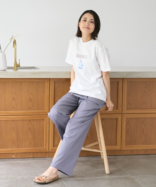 petit main LIEN（プティマインリアン）の「【親子リンク】【接触冷感】15th MERCI半袖Tシャツ（Tシャツ/カットソー・レディース・オフホワイト/ライトベージュ・F）」の7枚目の写真