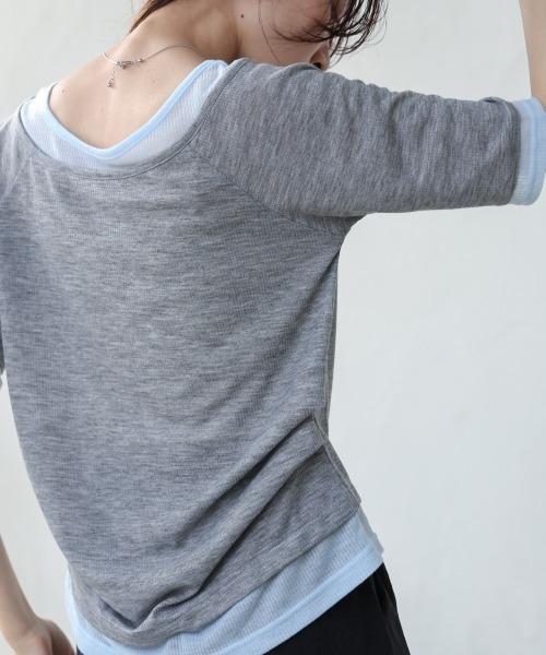 Bab（バブ）の「前後2WAYレイヤードオフショル風カットトップス（Tシャツ/カットソー・レディース・ライトグレー/アイボリー・FREE）」の22枚目の写真