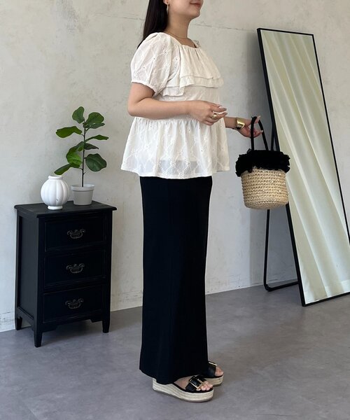 prose verse(プロズヴェール)の「レースフリルカットペプラムトップス(Tシャツ/カットソー・レディース・ブラック/サックスブルー/オフホワイト・MEDIUM/LARGE)」の20枚目の写真