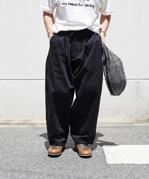 my beautiful landlet(マイビューティフルランドレット)の「【my beautiful landlet】 HIGH COUNT COTTON TWILL WIDE EASY PANTS(その他パンツ・メンズ・ブラック・2/1/0)」の12枚目の写真