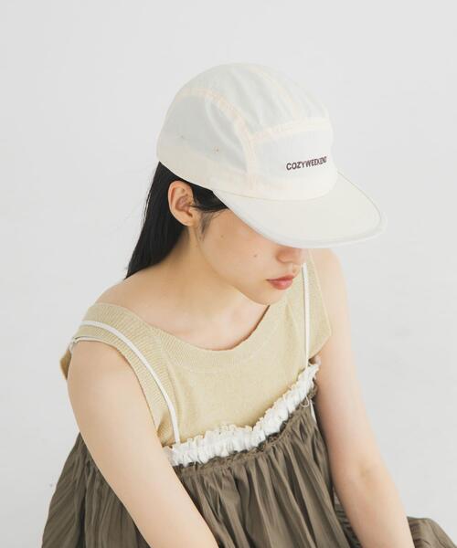 KBF(ケイビーエフ)の「リップストップパイピングCAP(キャップ・レディース・アイボリー/ブラウン・ONE)」の1枚目の写真