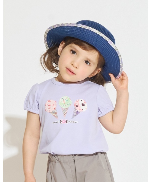 sense of wonder(センスオブワンダー)の「【サーティワン アイスクリーム】リバティアップリケTシャツ(Tシャツ/カットソー・キッズ・オフホワイト/レモンイエロー/ラベンダー・110cm/100cm/90cm/80cm/130cm/120cm)」の2枚目の写真
