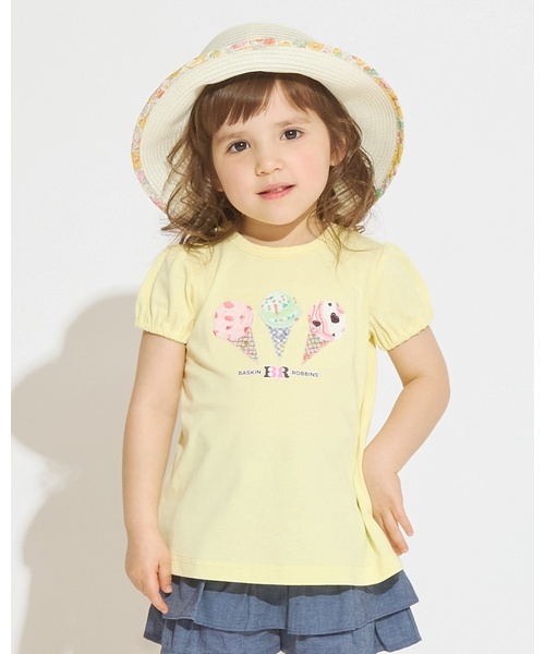 sense of wonder(センスオブワンダー)の「【サーティワン アイスクリーム】リバティアップリケTシャツ(Tシャツ/カットソー・キッズ・オフホワイト/レモンイエロー/ラベンダー・110cm/100cm/90cm/80cm/130cm/120cm)」の3枚目の写真