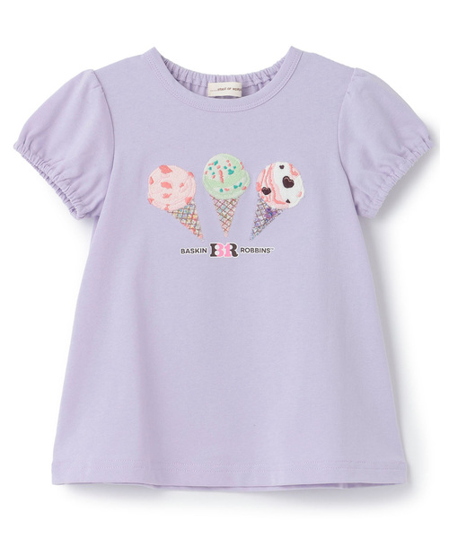 sense of wonder(センスオブワンダー)の「【サーティワン アイスクリーム】リバティアップリケTシャツ(Tシャツ/カットソー・キッズ・オフホワイト/レモンイエロー/ラベンダー・110cm/100cm/90cm/80cm/130cm/120cm)」の7枚目の写真