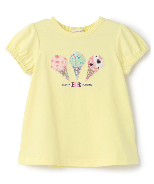 sense of wonder(センスオブワンダー)の「【サーティワン アイスクリーム】リバティアップリケTシャツ(Tシャツ/カットソー・キッズ・オフホワイト/レモンイエロー/ラベンダー・110cm/100cm/90cm/80cm/130cm/120cm)」の6枚目の写真
