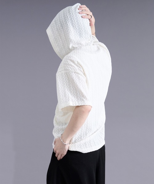 Ellno Loset(エルノロゼット)の「ファイヤーマンバックルカノコパーカー(パーカー・メンズ・ブラック/アイボリー・LARGE/MEDIUM)」の4枚目の写真
