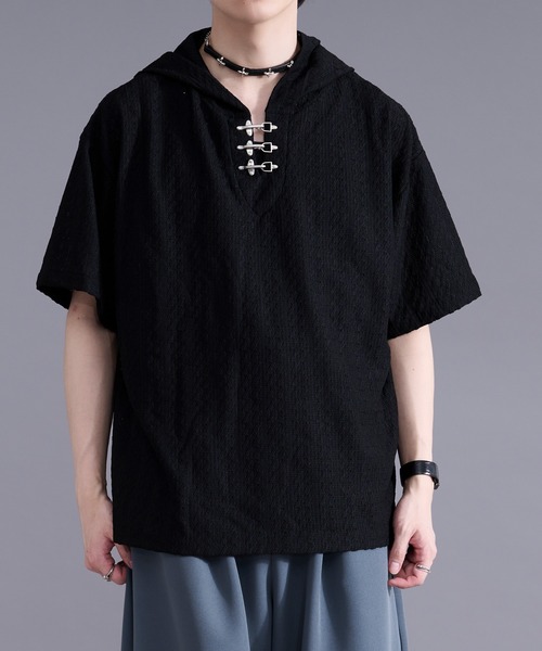 Ellno Loset(エルノロゼット)の「ファイヤーマンバックルカノコパーカー(パーカー・メンズ・ブラック/アイボリー・LARGE/MEDIUM)」の18枚目の写真