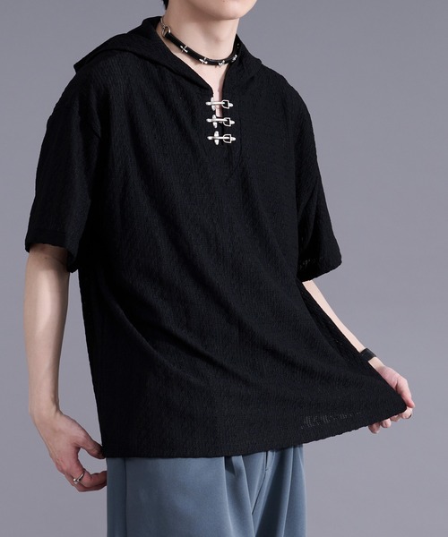Ellno Loset(エルノロゼット)の「ファイヤーマンバックルカノコパーカー(パーカー・メンズ・ブラック/アイボリー・LARGE/MEDIUM)」の19枚目の写真