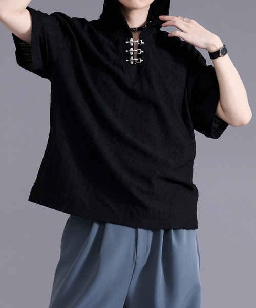 Ellno Loset(エルノロゼット)の「ファイヤーマンバックルカノコパーカー(パーカー・メンズ・ブラック/アイボリー・LARGE/MEDIUM)」の21枚目の写真