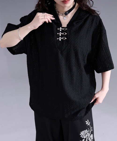 Ellno Loset(エルノロゼット)の「ファイヤーマンバックルカノコパーカー(パーカー・メンズ・ブラック/アイボリー・LARGE/MEDIUM)」の9枚目の写真